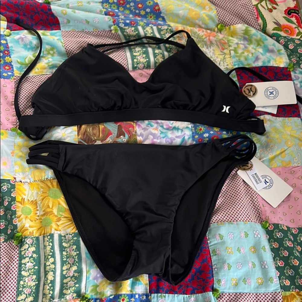 Hurley Black Bikini Swimsuit Sz L